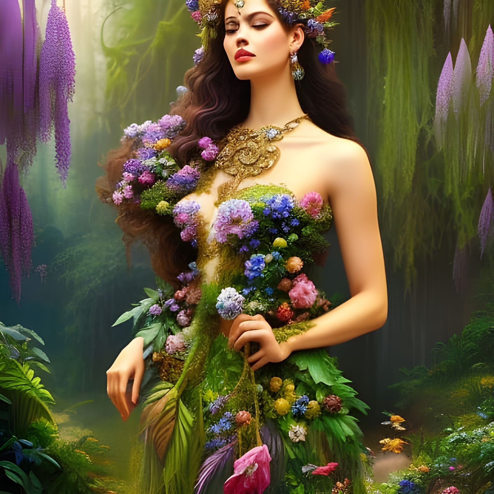 Nature Goddess Portrait in Hyperdetailed Fantasy Art