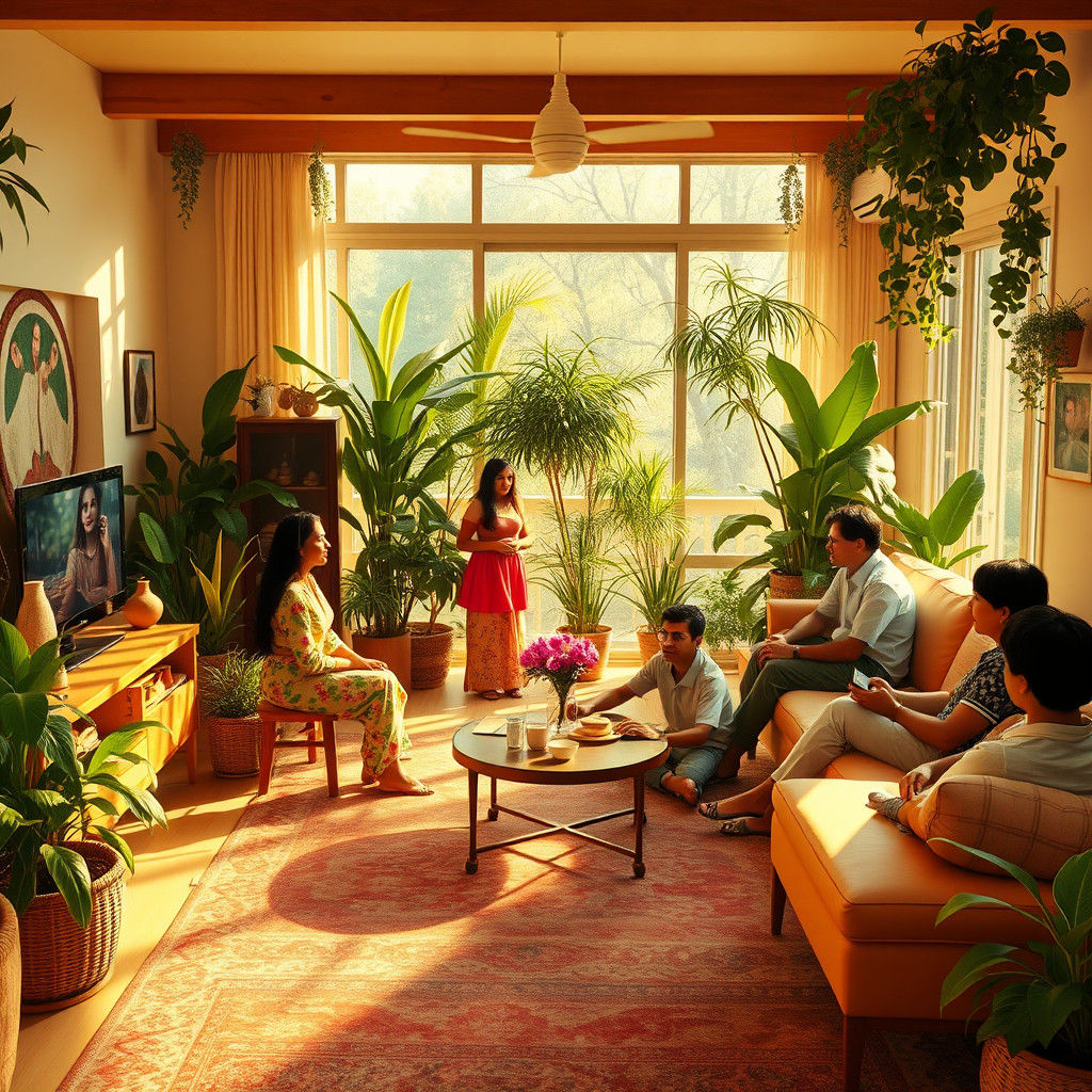 1970s Eco-Living Room in Pastel Hues