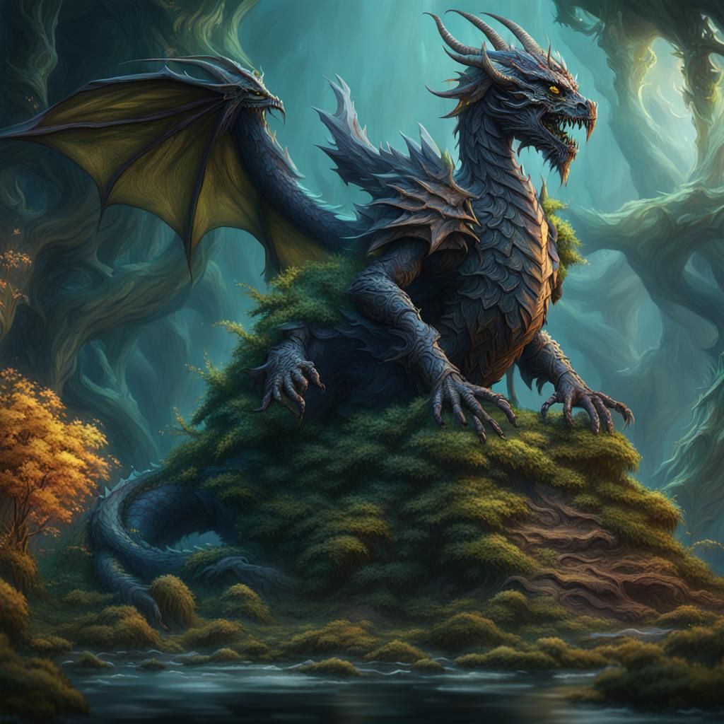 Dragon Lich Dryad in Detailed Matte Painting
