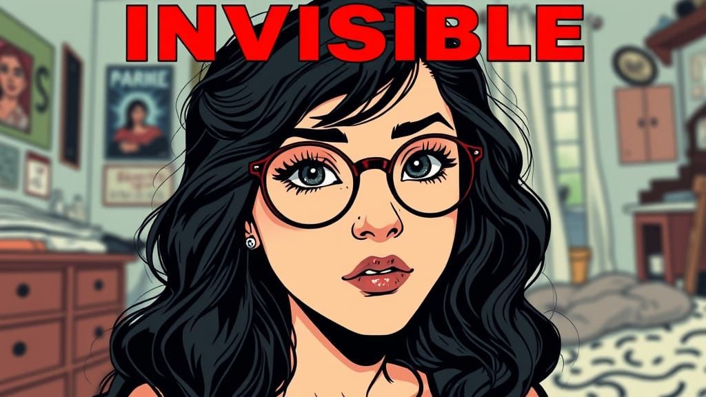 Nerdy Girl in Pop Art Graphic Novel Style