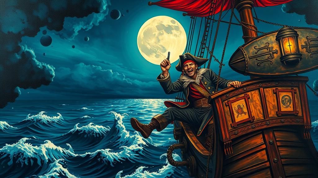 Pirate's Plunge: A Dystopian Surreal Seascape