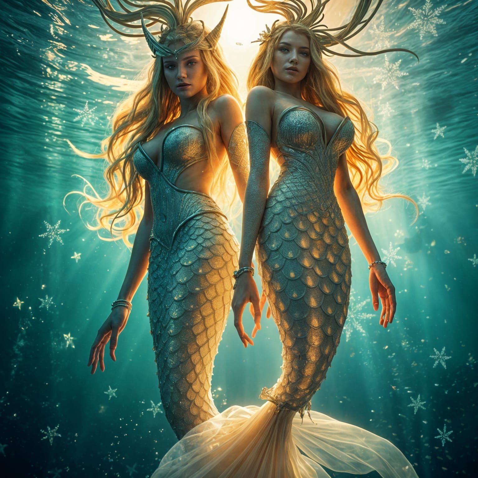 Siren vs Mermaid Radiant in Ethereal Sunshine