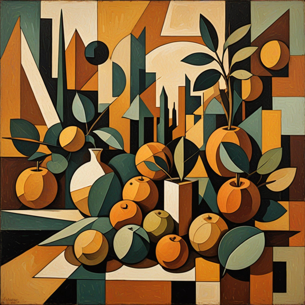 Earth-Toned Oasis in Cubist Style