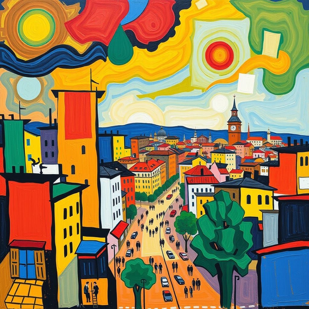 Abstract Cityscape in Fauvist Style