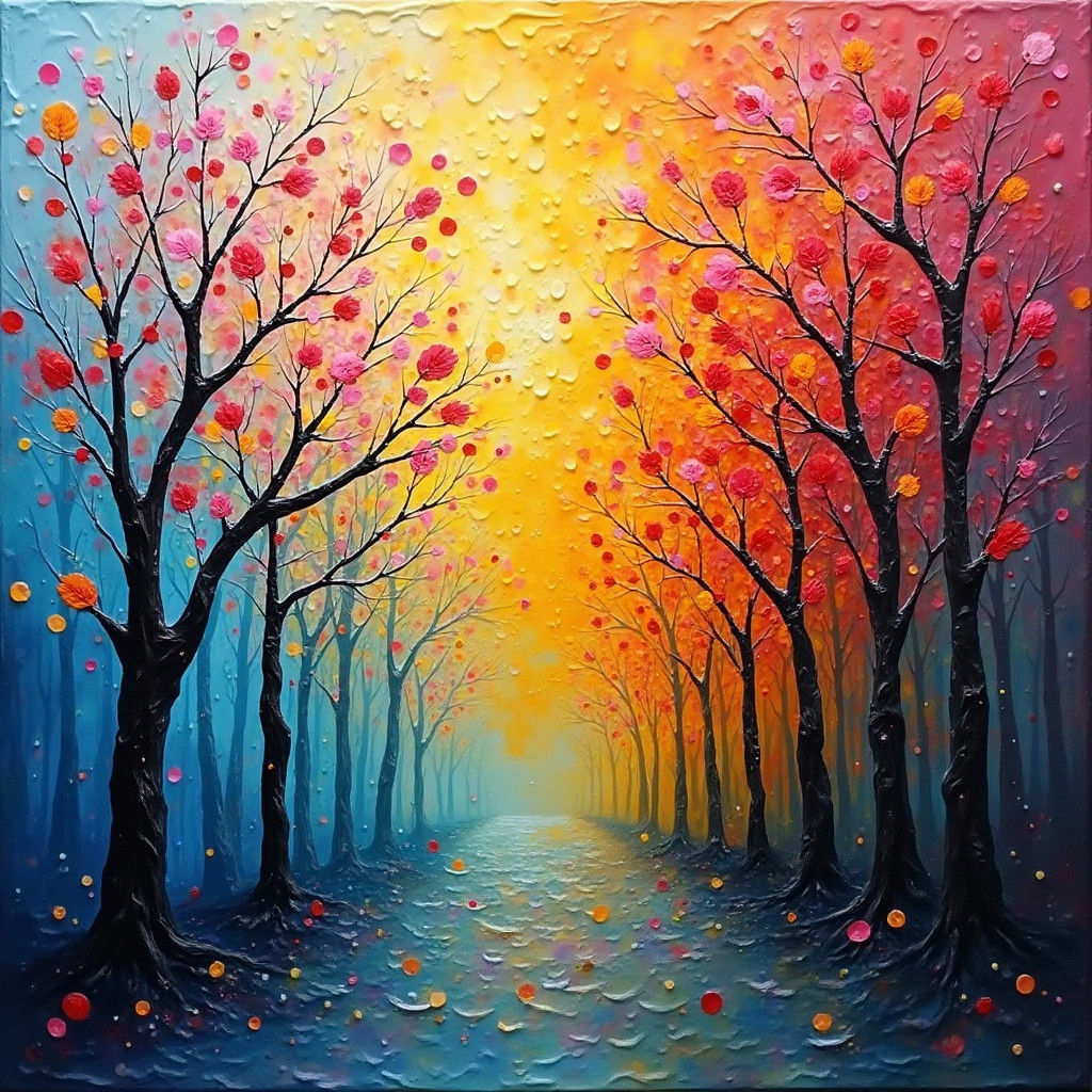 Expressive Neo-Impressionist Oil Painting with Textured Pain...