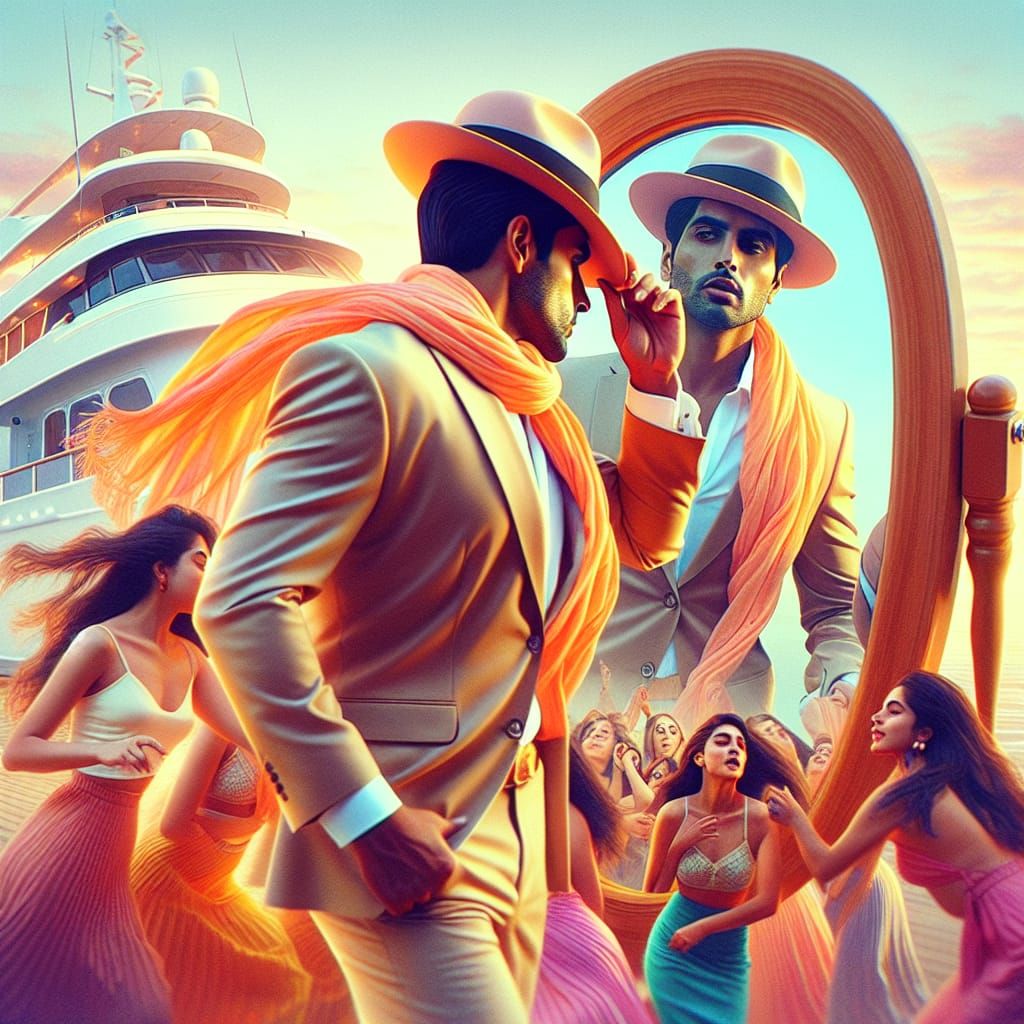 Charismatic Man's Grand Entrance: A Double-Exposure Image