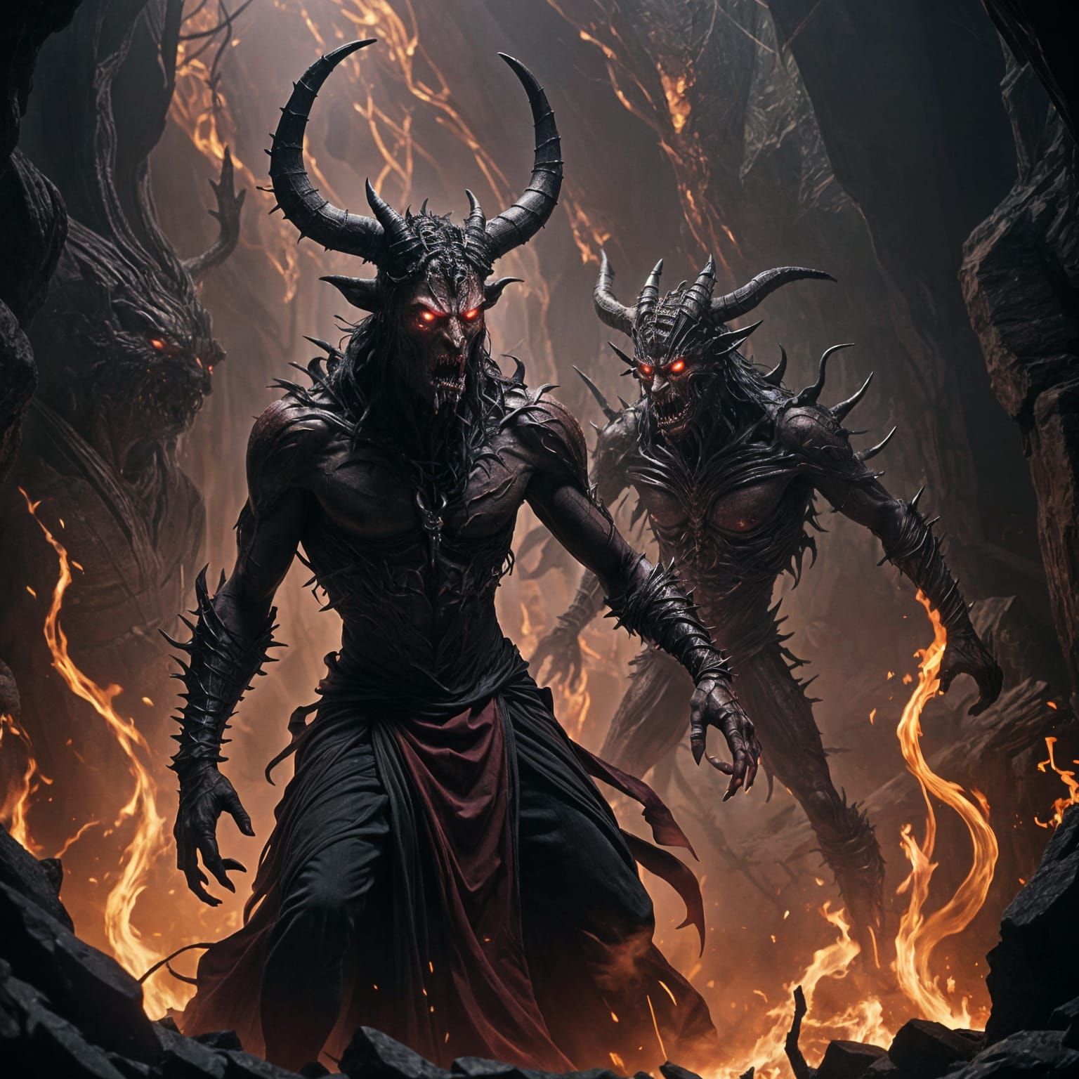 Shaitan's Downfall: Grotesque Defiance in Darkness