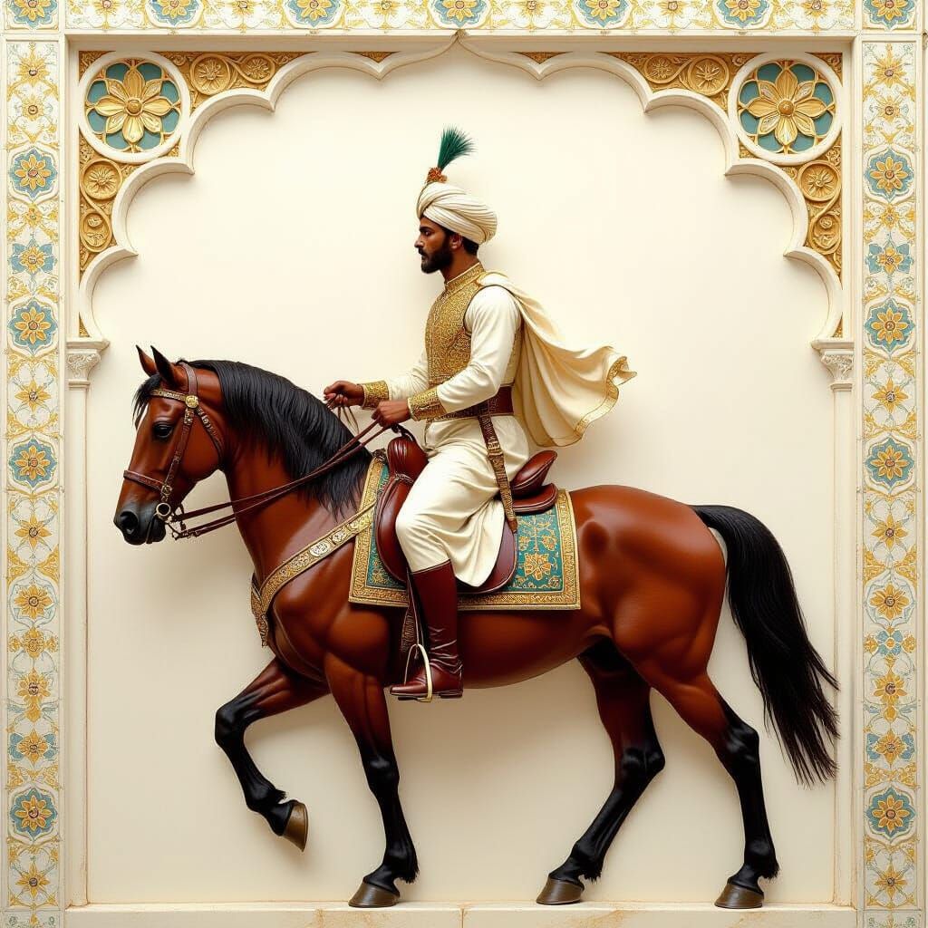 Muslim Prince on Horseback at Topkapi Palace in Neo-Baroque ...