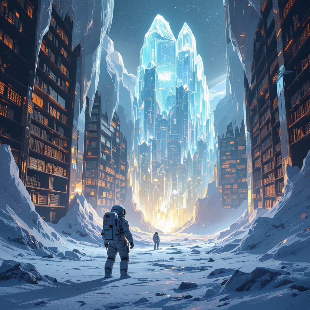 Astronaut Finds Crystal Library on Ice Planet