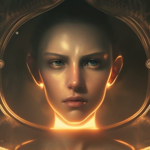 Fiery Portrait: Woman in Hell, Dark Fantasy Art