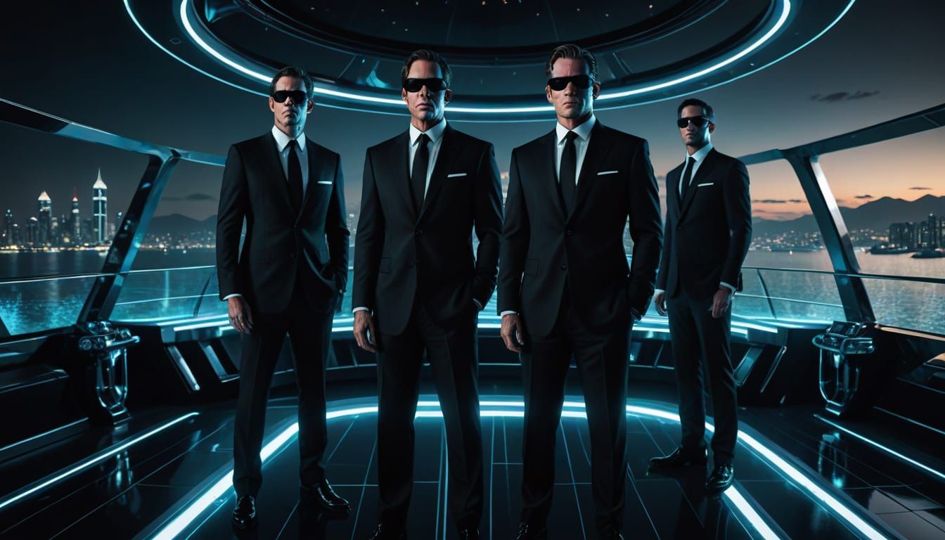 Men in Black on Mega Yacht in Sci-Fi Noir