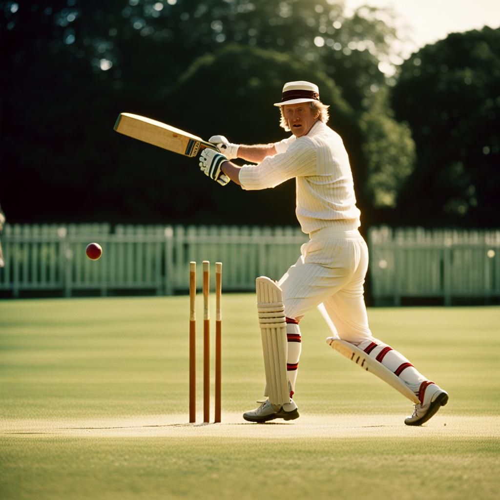 The Fifth Doctor Plays Cricket: Cinematic Film Still