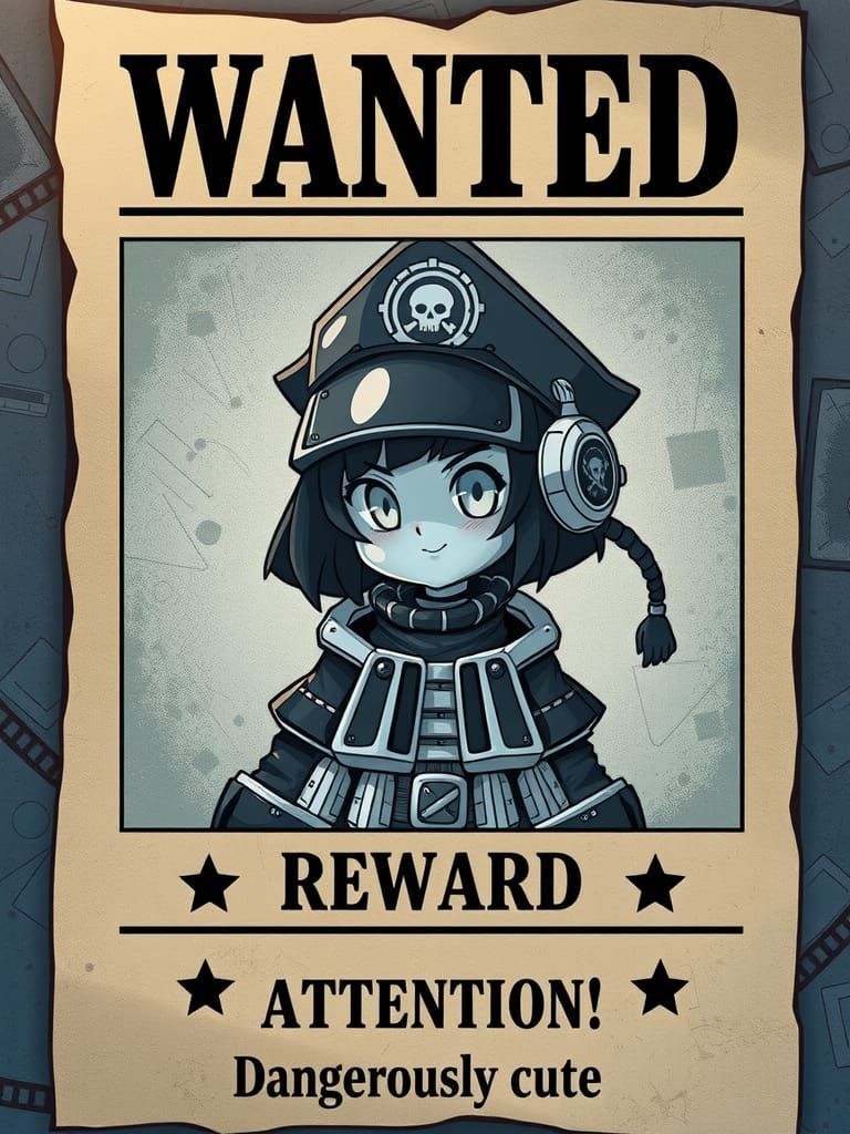 Anime Cyberpunk Space Pirate Wanted Poster
