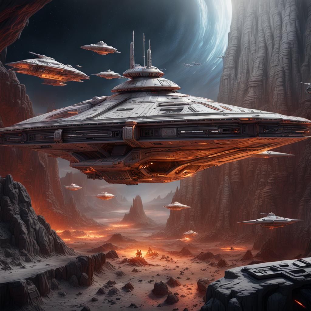 Star Wars Spaceship Battle as Paper Art