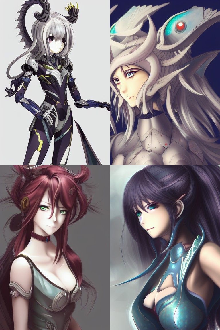 Anime Dragon Mecha Girl in Shizuma Yoshinori Style