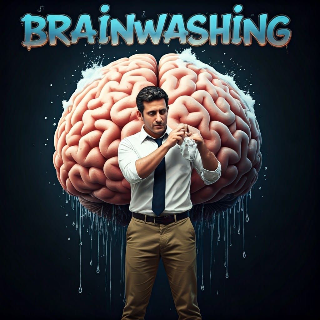 Surreal Brainwashing Macro Image in Cyberpunk Style