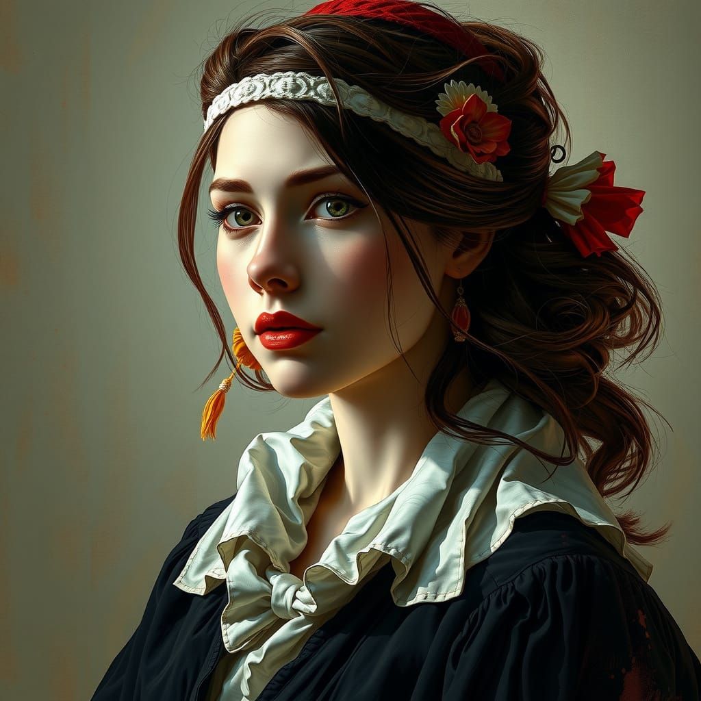 Intricately Detailed Concept Art Portrait in Triadic Colors