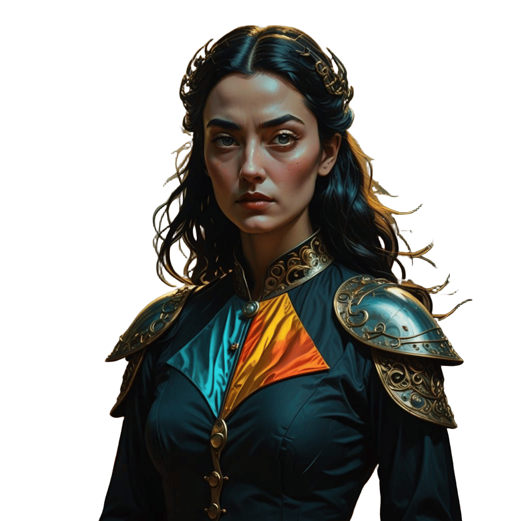 Dark Fantasy Warlock in Vibrant Astral Background