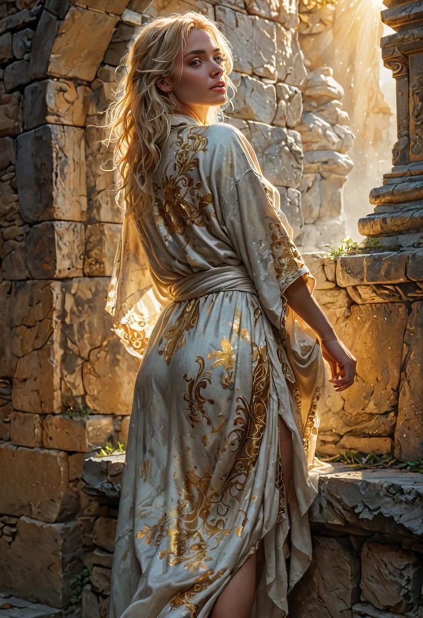 Blonde Woman in Sunlight: Fantasy Illustration