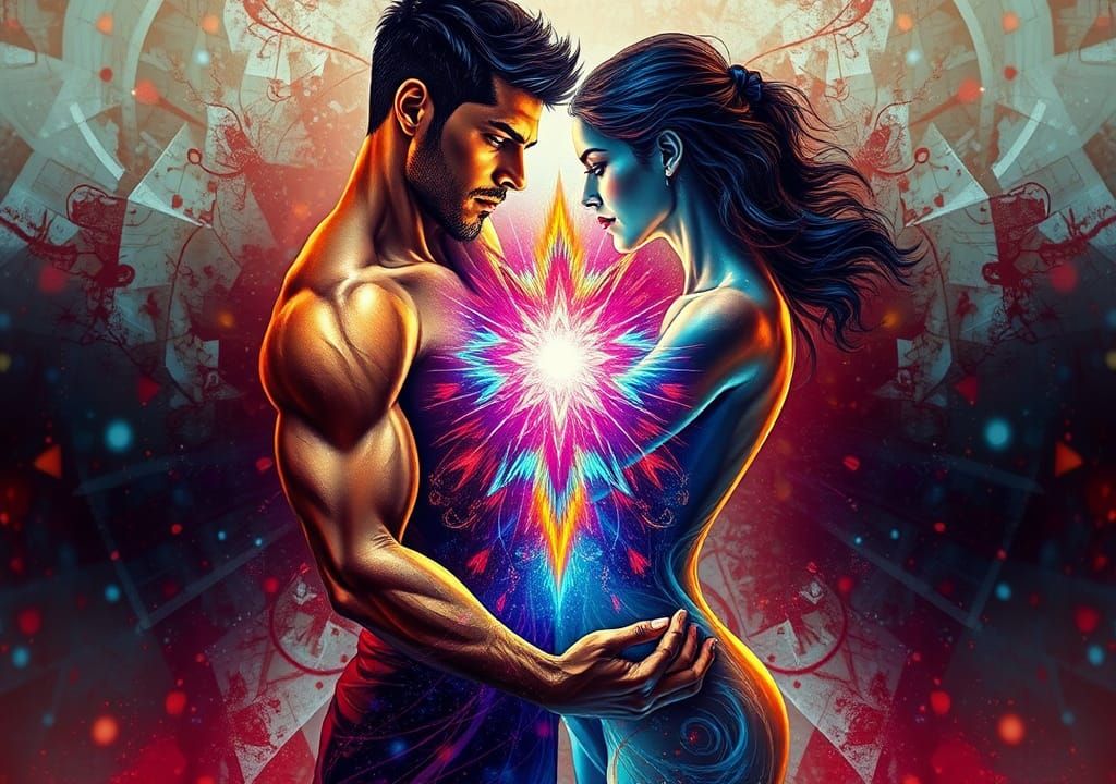 Intertwined Figures in Dreamy Bokeh Photography Style