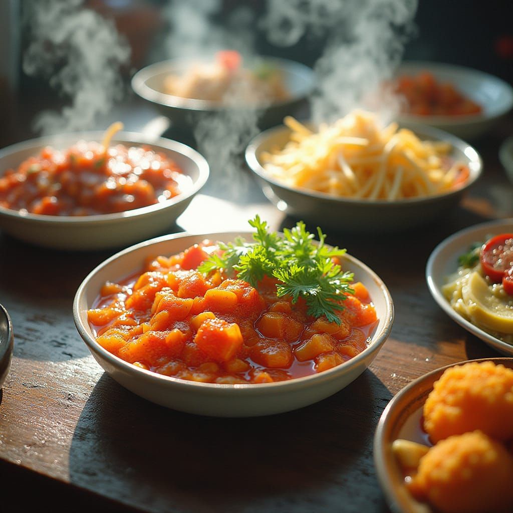 Vibrant Cuisine Still Life in Digital Watercolor Style