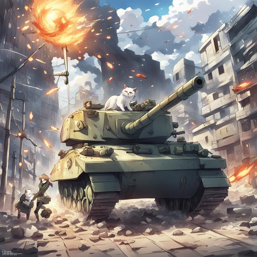 Epic Cat War in Anime Style Battlefield