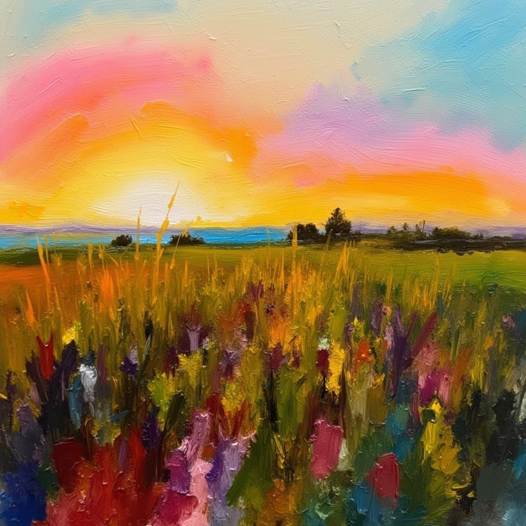 Vibrant Salt Meadow at Dawn in S-Composition