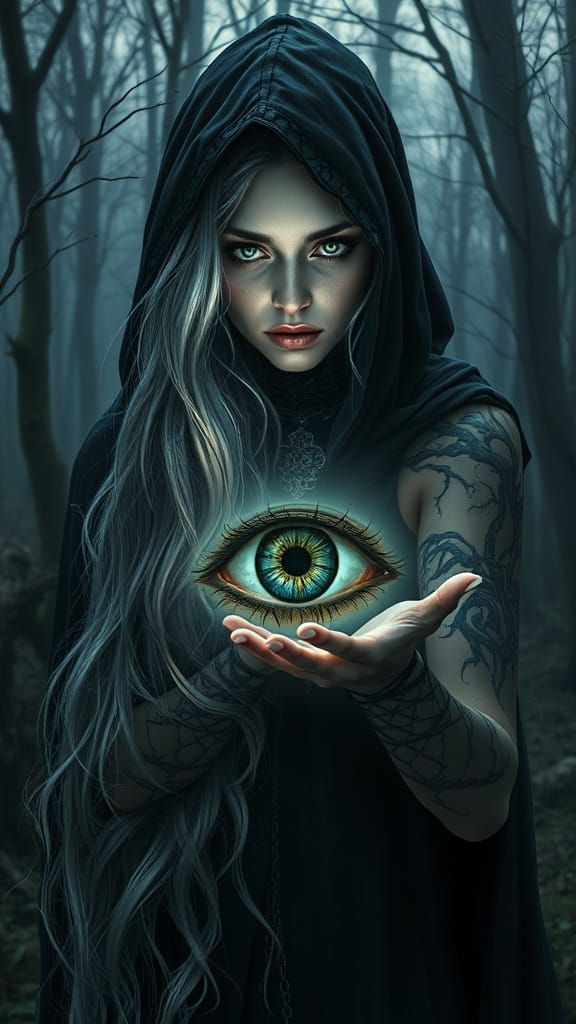 Ethereal Sorceress Unveiled in Twilight Shadows