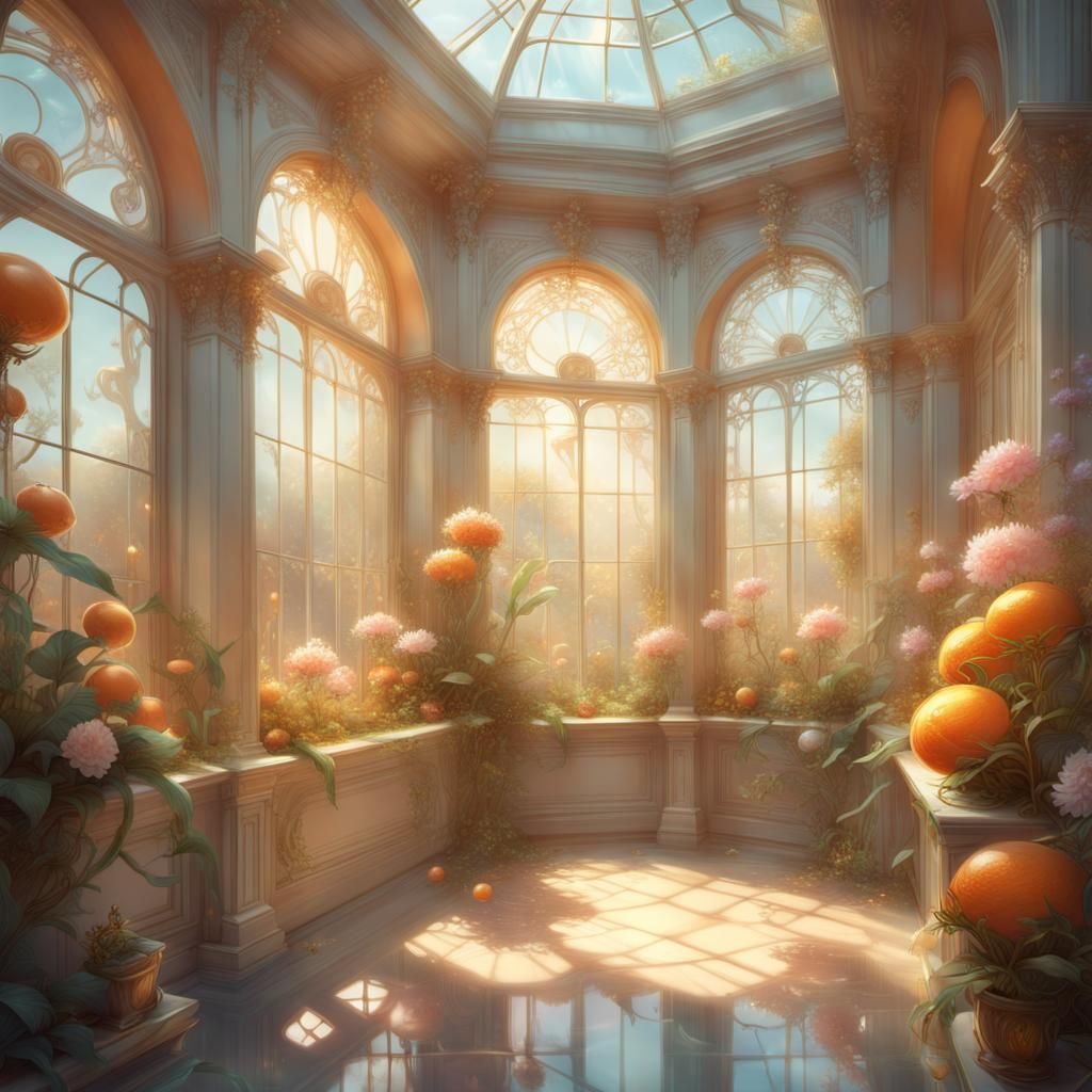 Glowing Orangery with Sunlight Reflecting Effect