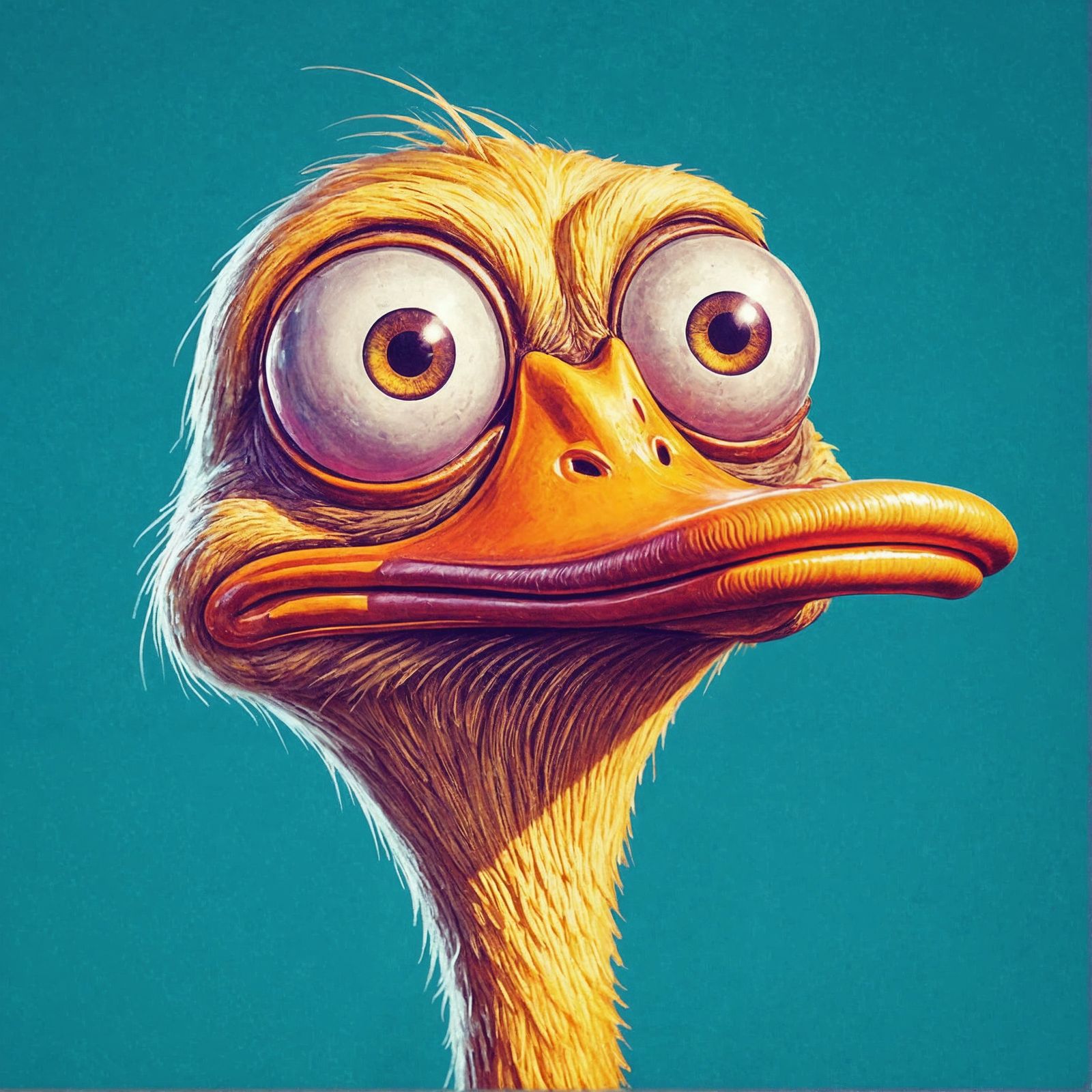 Goofy Duck Illustration in Bold Cartoon Style