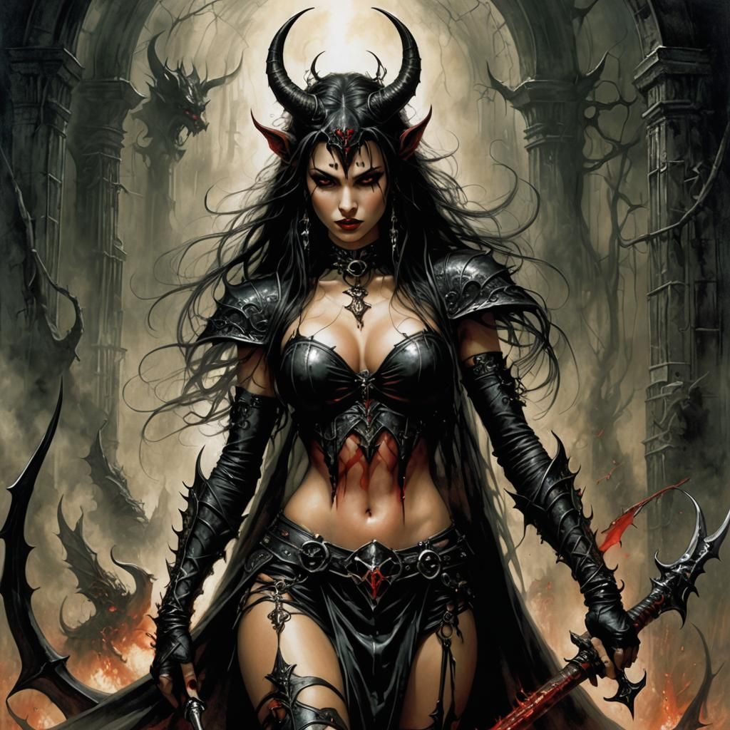 Female Devil Art in Fantasy Illustration Style