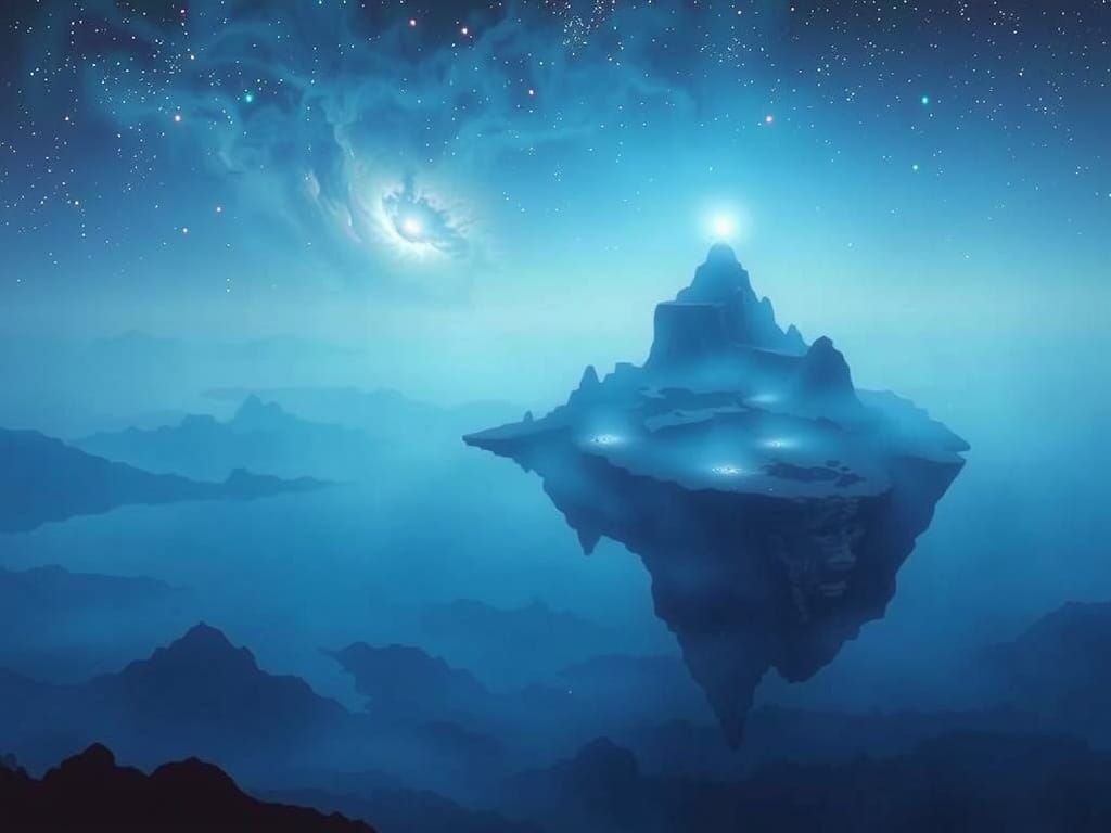 Ethereal Cosmic Dreamscape with Floating Islands and Glowing...