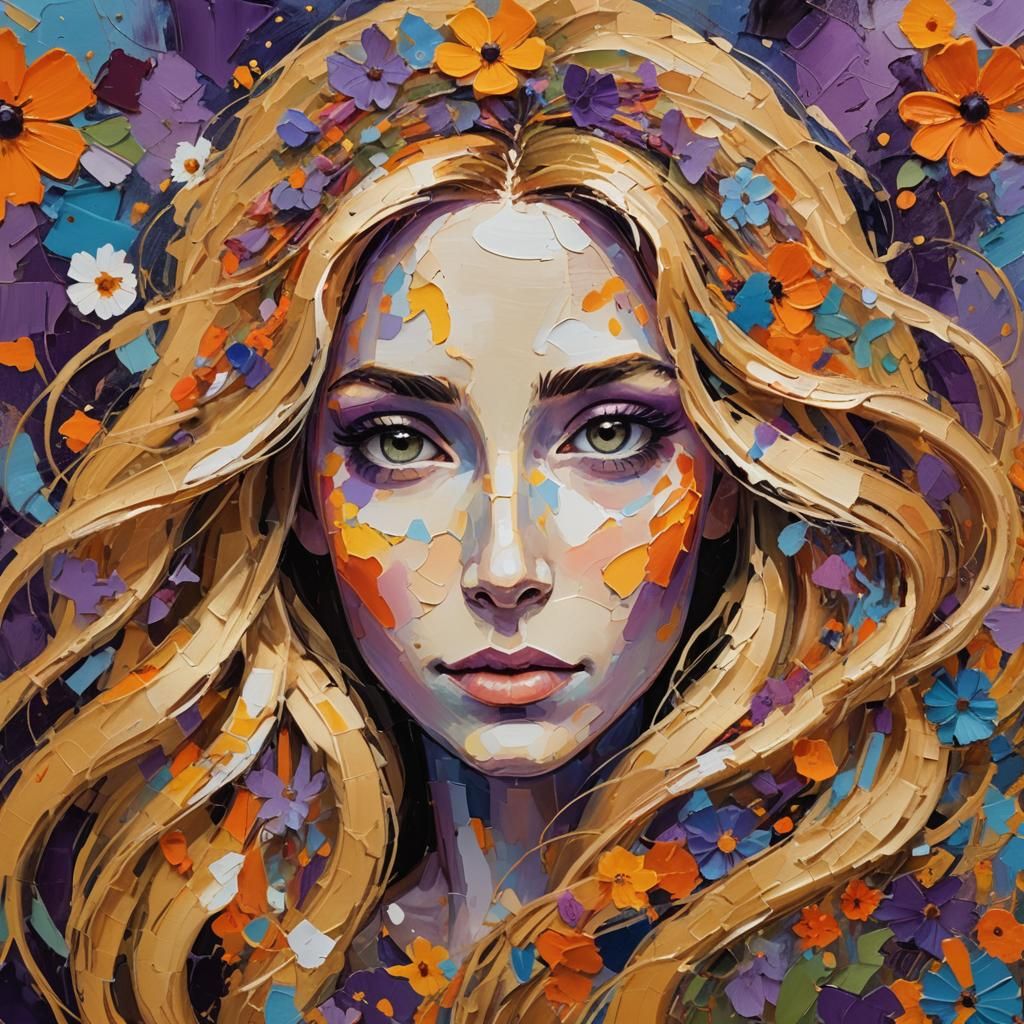 Rapunzel Portrait in Abstract Expressionist Style