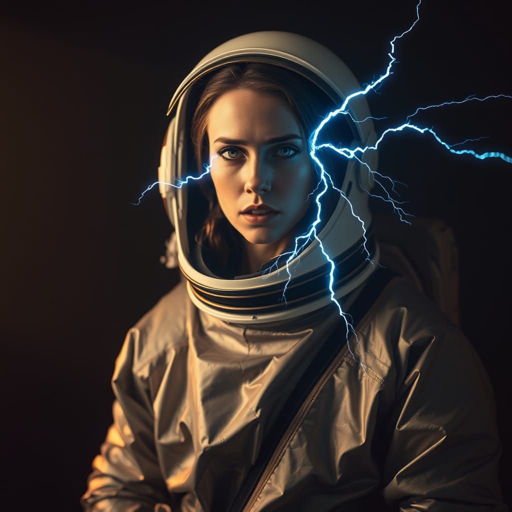 Cosmic Space Explorer in Electric Blue Haze