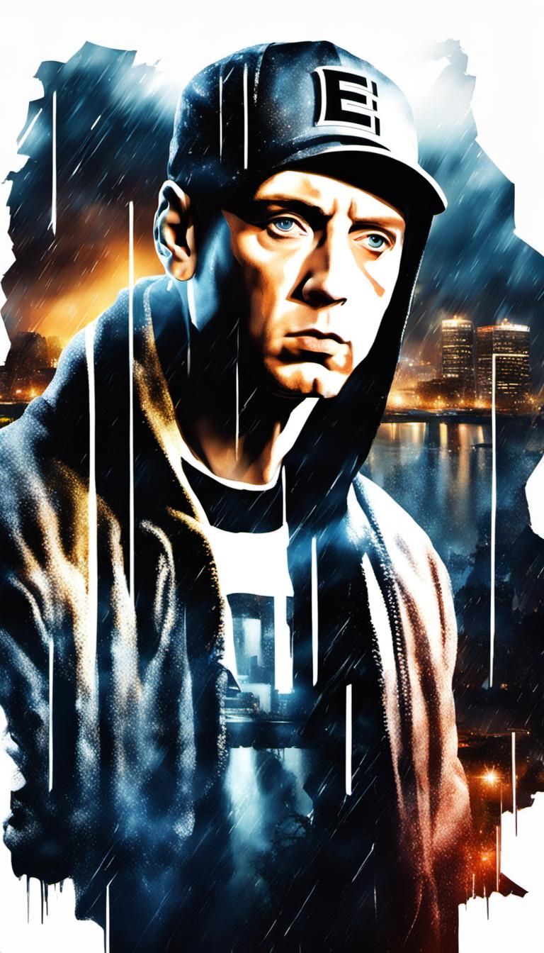 stan, double exposure, (diffuse:1)dramatic , night rainy scenery,music album cover,