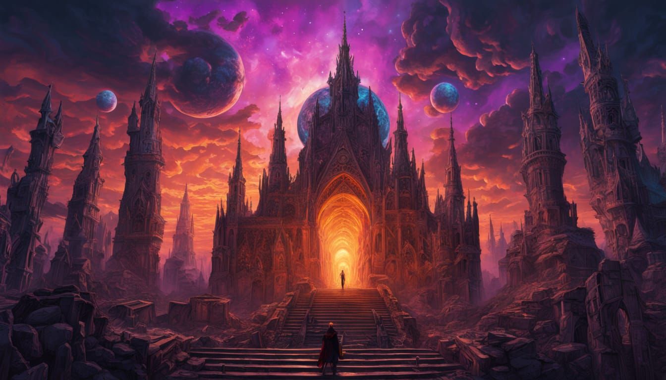 Gothic Synth Cathedral in Holographic Astral Style