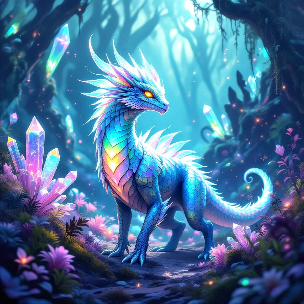 Alien Flora and Fauna Creature in Shimmering Light