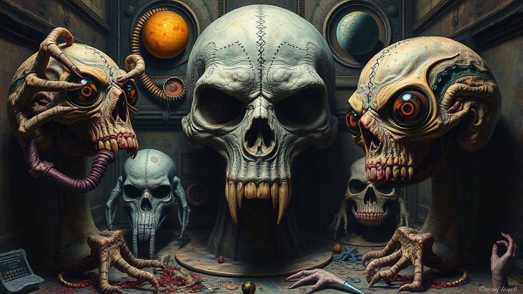 Surreal Steampunk Planet X Asylum in Imperial Colors