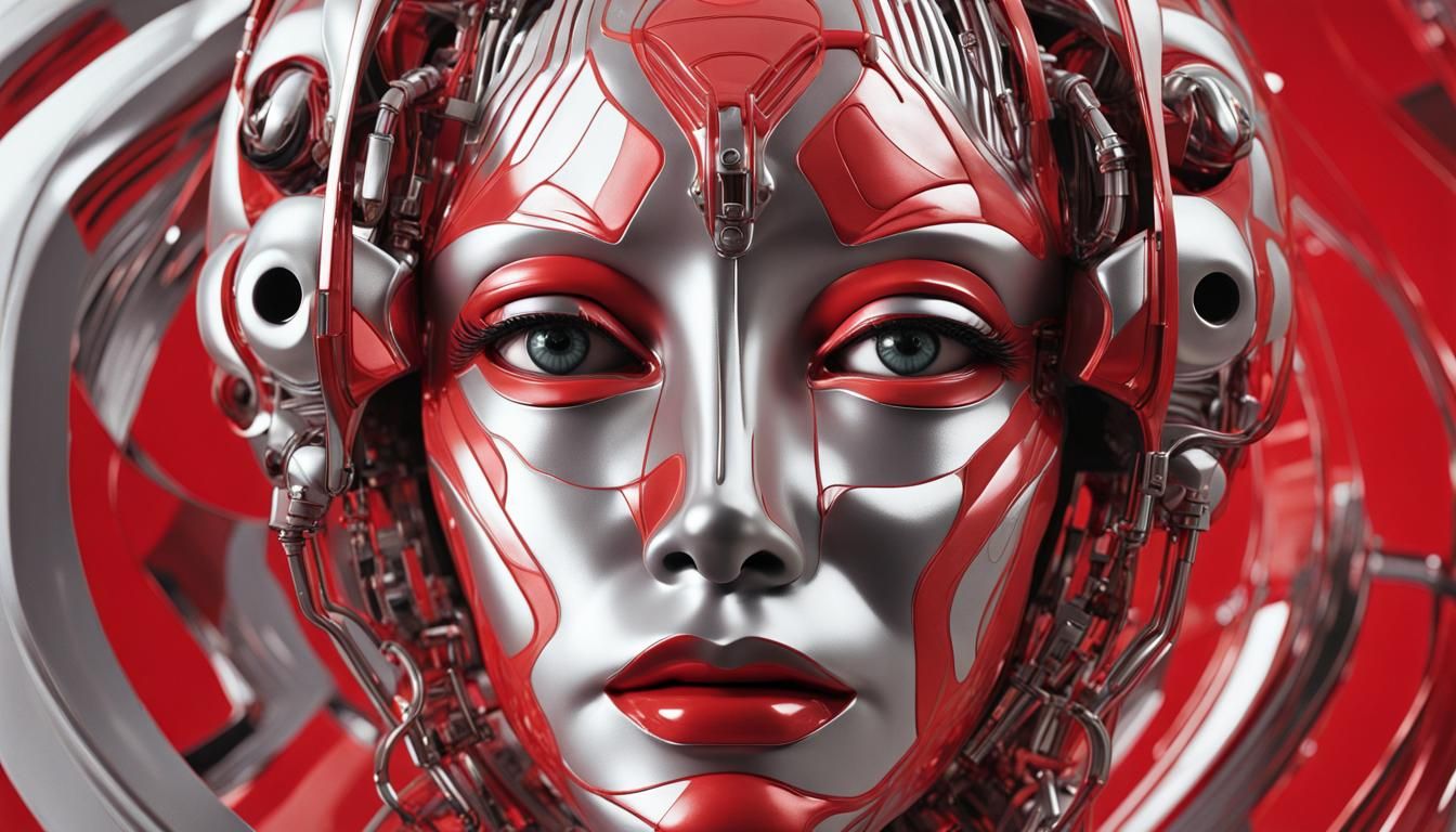 Futuristic Robot Woman in Analogue Film Style