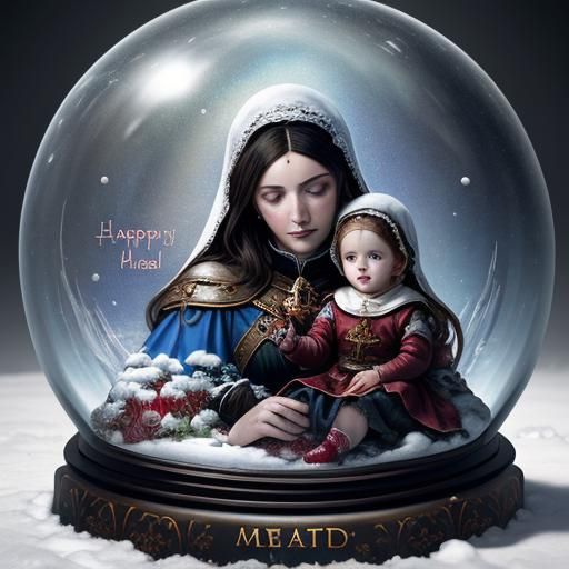 Madonna and Child Snowglobe: Detailed Matte Painting