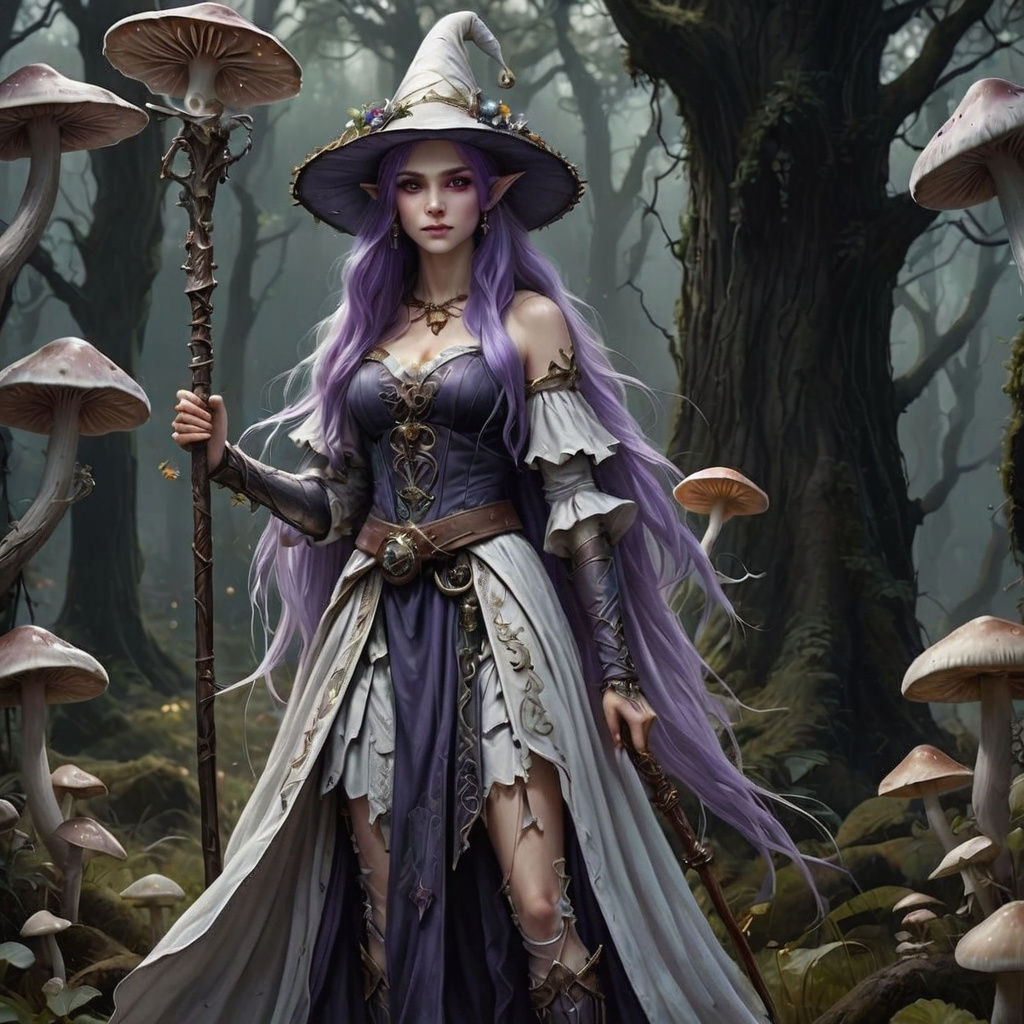 Ethereal Gothic Elf Maiden in Lavender Hues