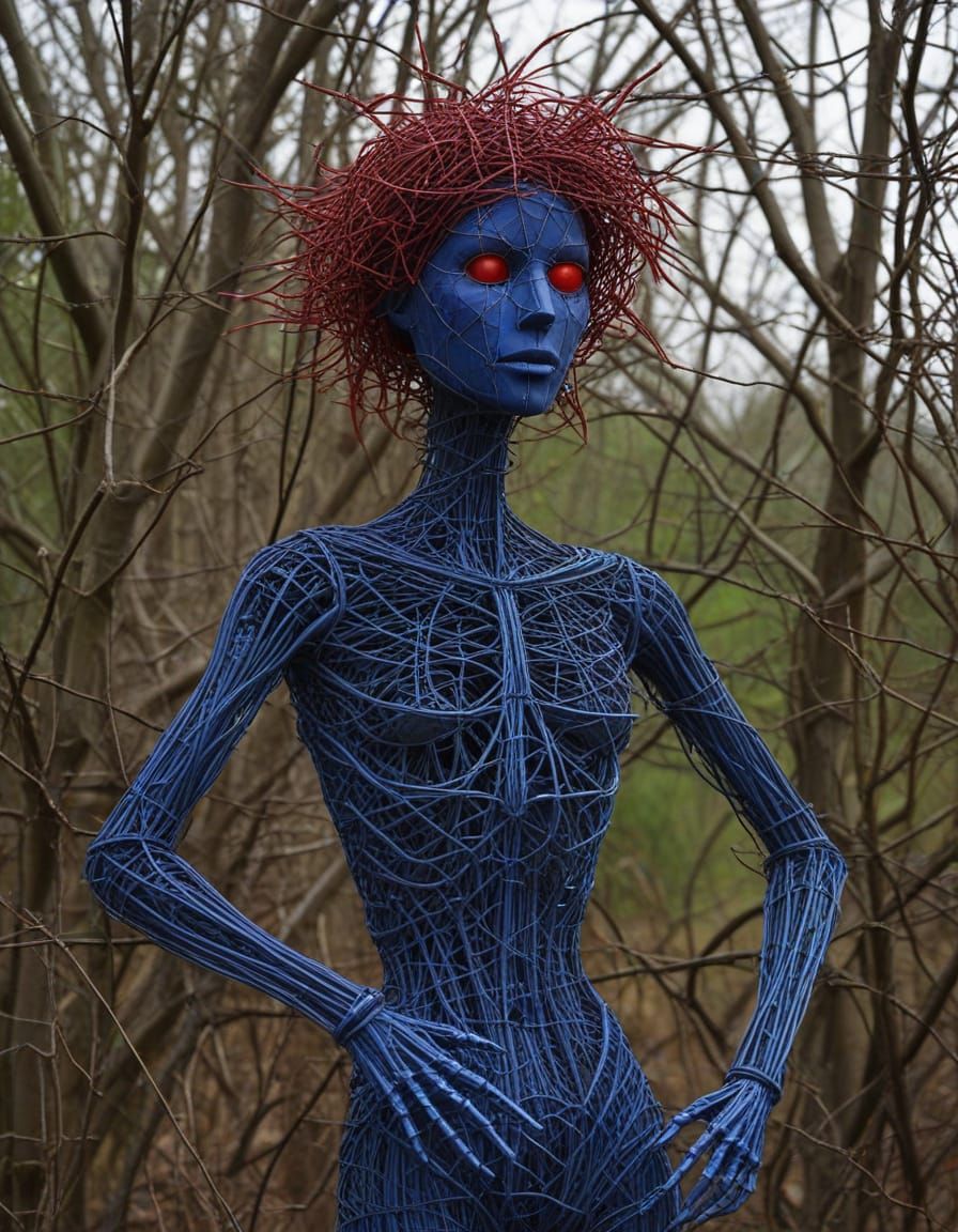 Barbed-Wire Scarecrow Lost in Thorny Maze