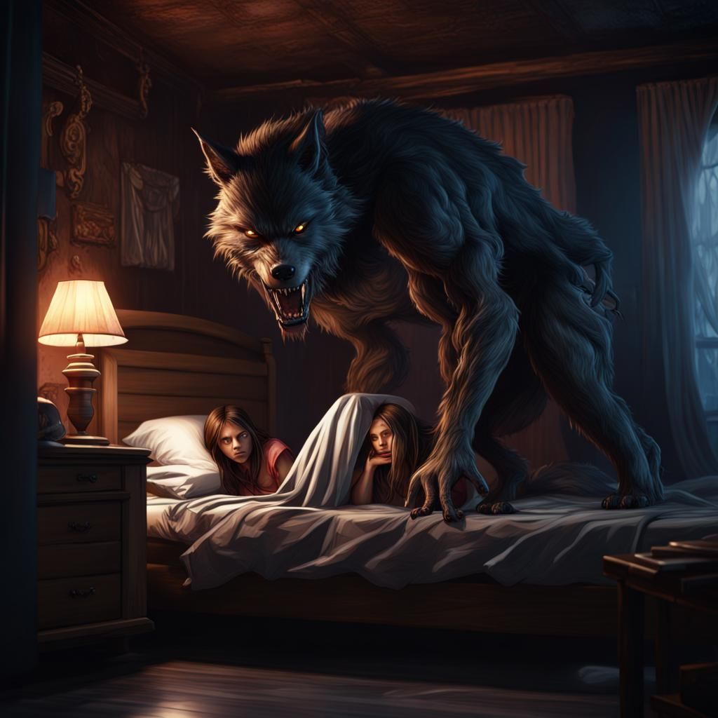 Werewolf Hiding, Detailed Matte Painting