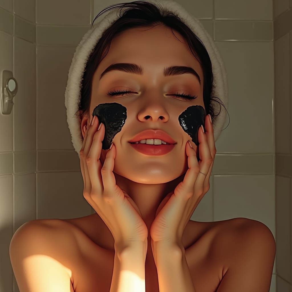 Woman Washing Face with Black Soap in Kay Nielsen Style