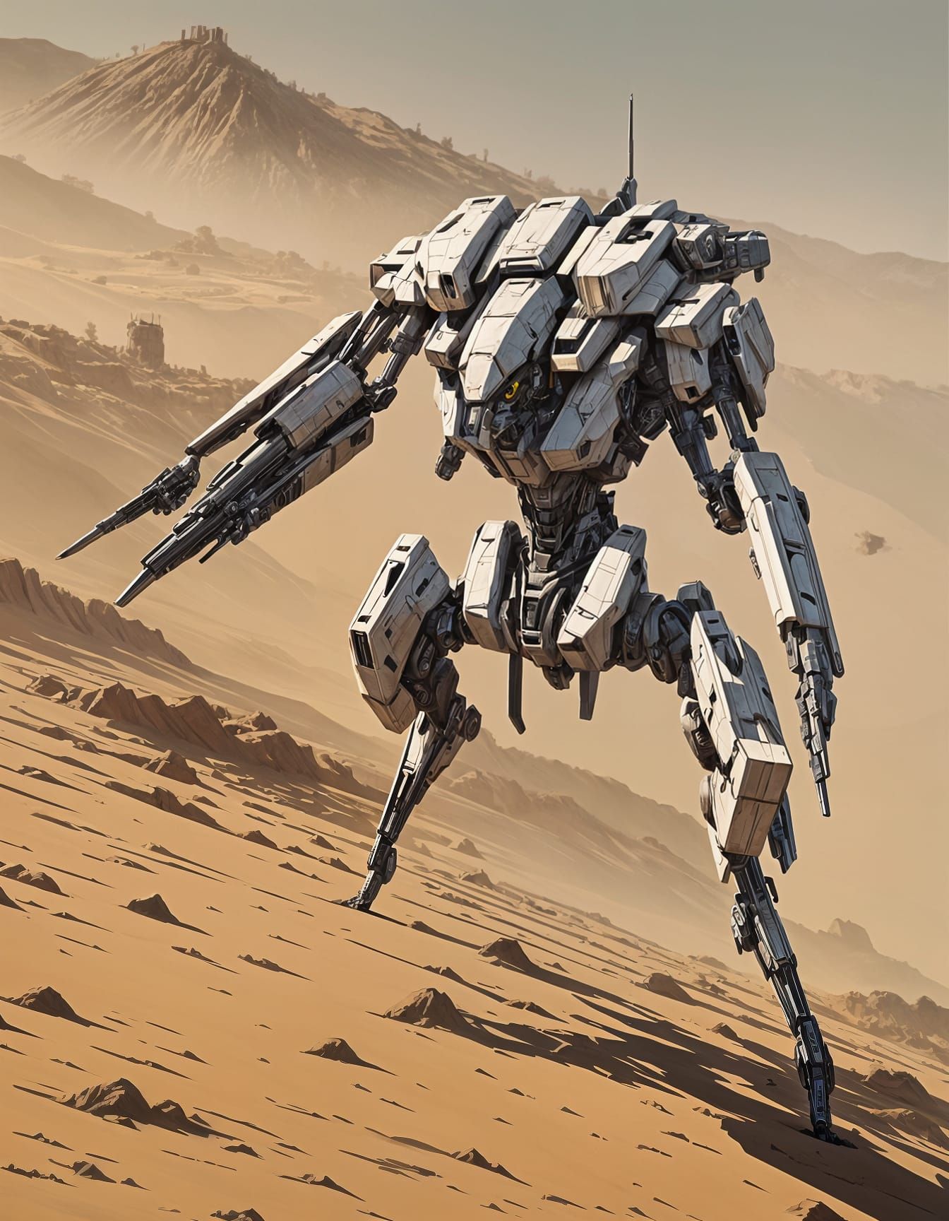 Sleek Avian Mecha in Anime Cel-Shaded Style