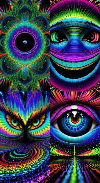 Psychedelic Trance Scene in Hyperrealistic 3D Style