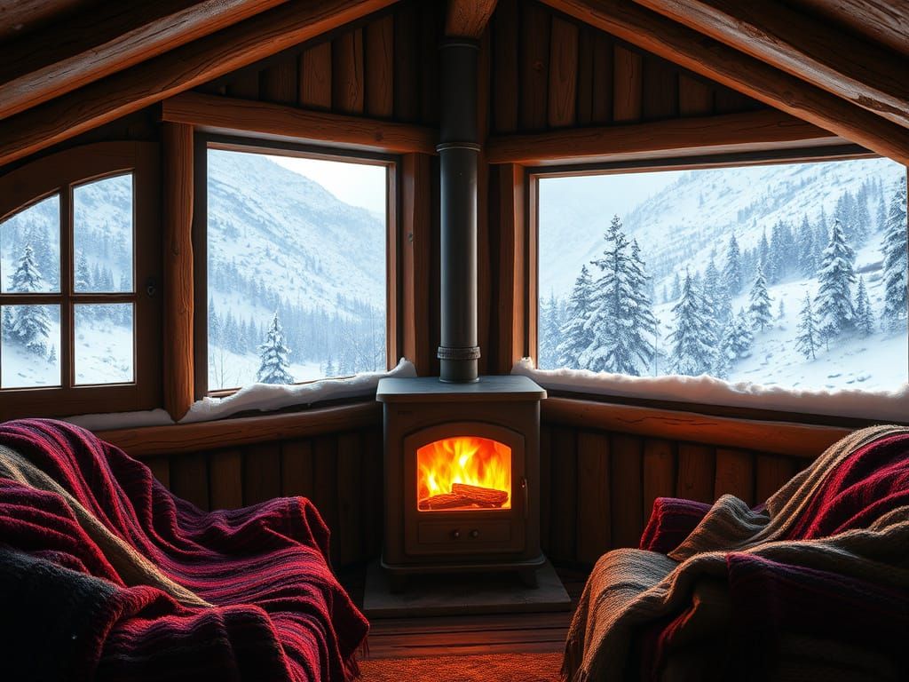 Cozy Winter Wonderland in a Rustic Mountain Cabin