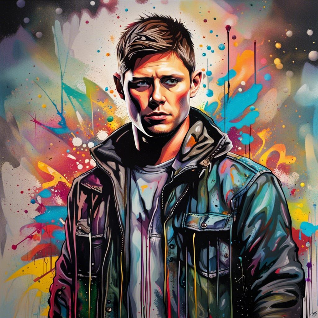 Dean Winchester Graffiti Art with Splash Effects