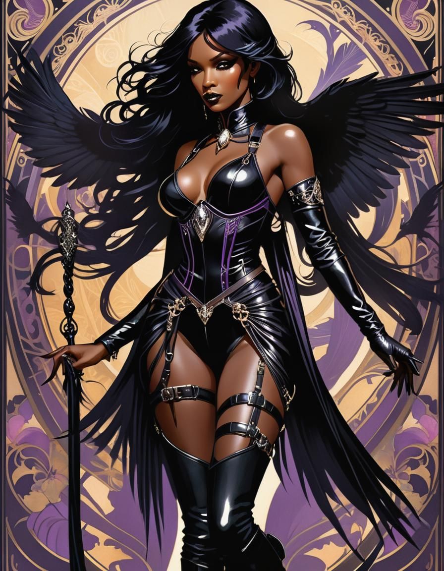Black haired dark skinned domme with insanely long fly away ...