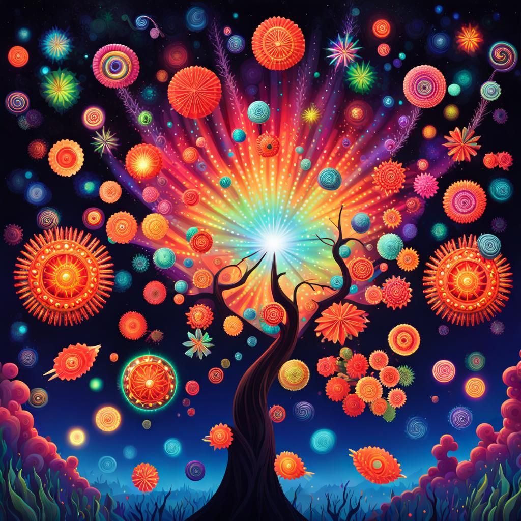 Diwali Tree Under Aurora Borealis